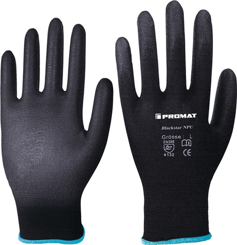 PROMAT Handschuhe Blackstar NPU Gr.7 (M) schwarz EN 388 PSA II Nyl.m.PU PROMAT
