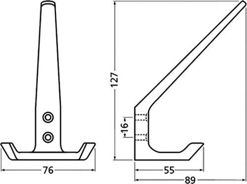 HERMETA Huthaken 0032 2 Hak.A.89mm Alu.ku.-besch.schwarz H.127mm