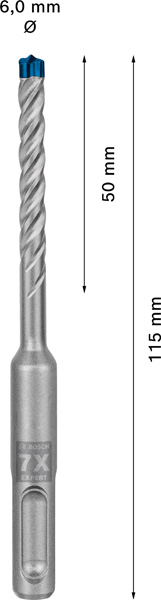 BOSCH EXPERT SDS plus-7X Hammerbohrer, 6 x 50 x 115 mm. Für Bohrhämmer