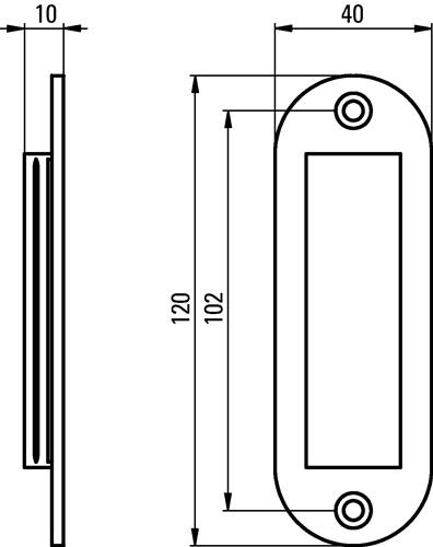 HERMETA Schiebetürmuschel Alu.silberf.elox.ov.2xD.5mm L.120mm B.40mm HERMETA
