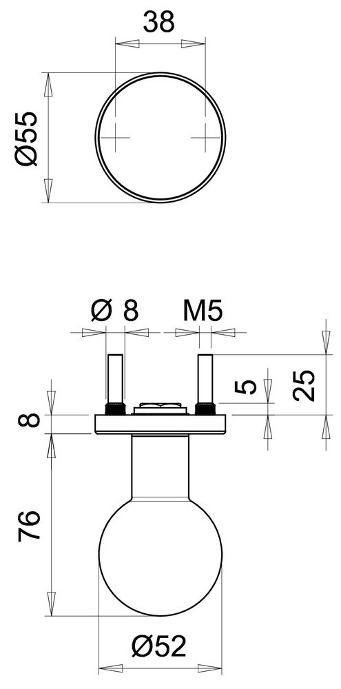 EDI Knopf auf runder Rosette 1052/5020, Edelstahl