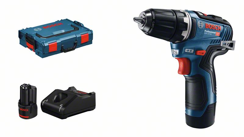 BOSCH Akku-Bohrschrauber GSR 12V-35, mit 2 x 3.0 Ah Li-Ion Akku, L-BOXX