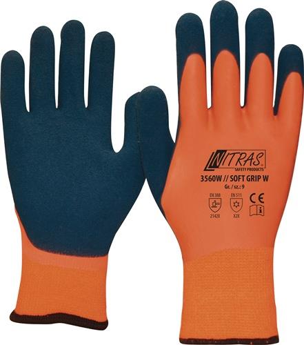 NITRAS Kälteschutzhandschuh SOFT GRIP W Gr.8 orange/dunkelblau EN 388,EN 511 PSA II