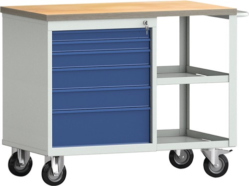 KLW Werkbank PW 700 B1000xT620xH805mm Buche Multiplex lichtgrau/blau 6 Schubl.