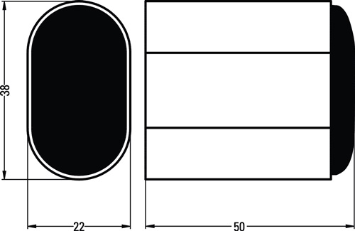 HERMETA Wandtürpuffer 4700/4702/4704 Alu.schwarz ku.-besch.L.50mm HERMETA