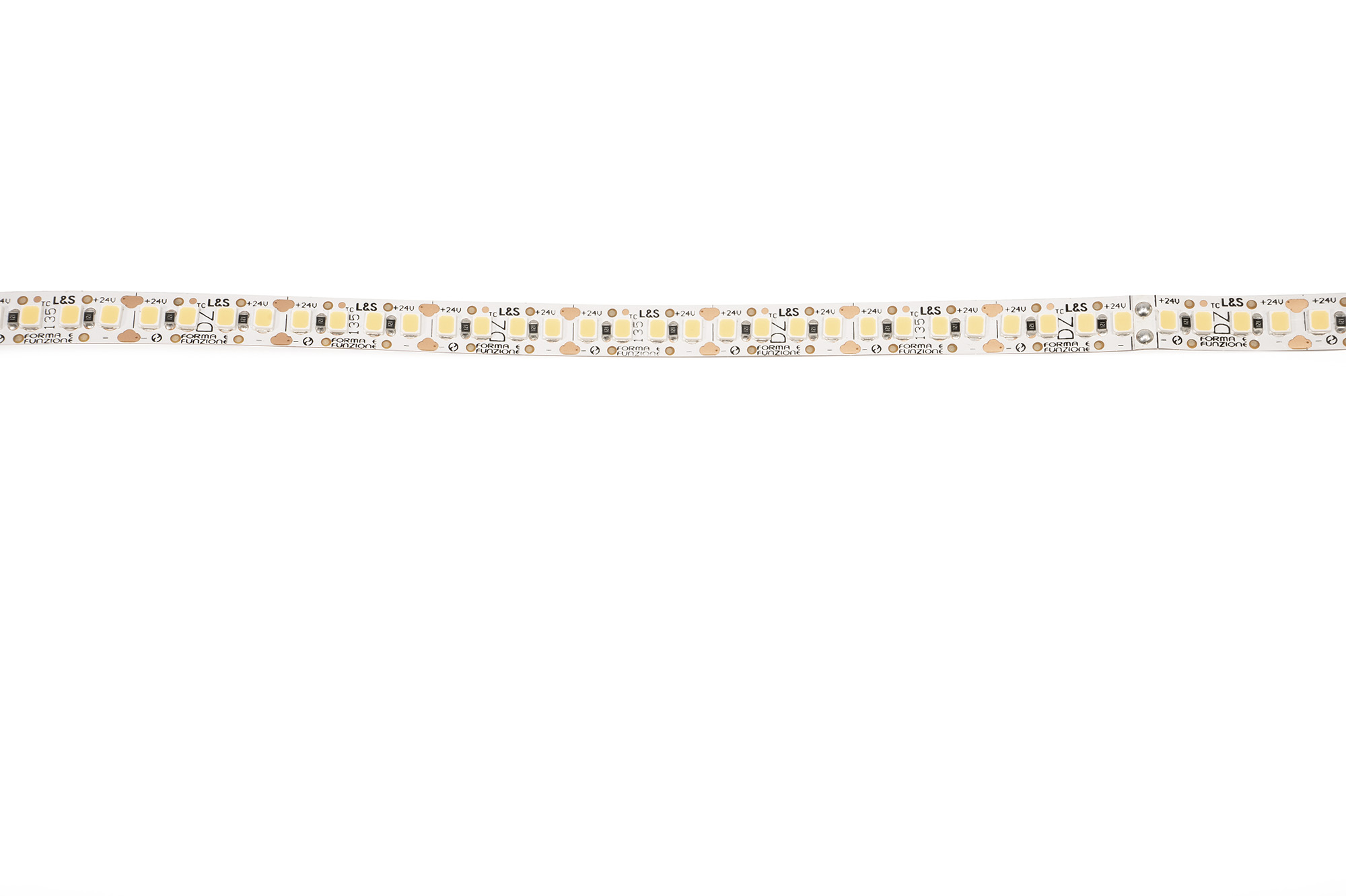 L&S LED-Band HE 200LEDs/m (2835), 3000K, 4LEDs/20mm, 24DC, 11,5W/m, 8mmx300mm, 1x Anschlussltg. 200mm, white PCB, IP20