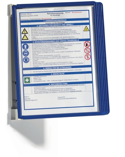 DURABLE Wandhalter 5 Sichttafeln dunkelblau m.Profilrahmen DURABLE