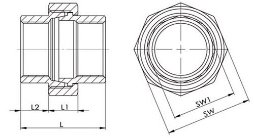 SPRINGER Verschraubung I/I fl.NPS=1 Zoll L 49mm L1=17mm L2=16mm SPRINGER