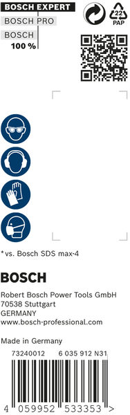 BOSCH EXPERT SDS max-8X Hammerbohrer, 16 x 200 x 340 mm, 5 Stück. Für Bohrhämmer