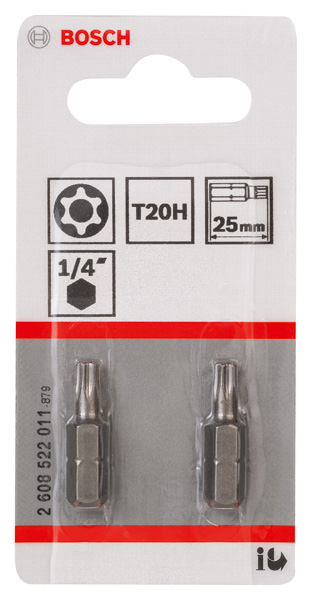BOSCH Security-Torx-Schrauberbit Extra-Hart T20H, 25 mm, 2er-Pack