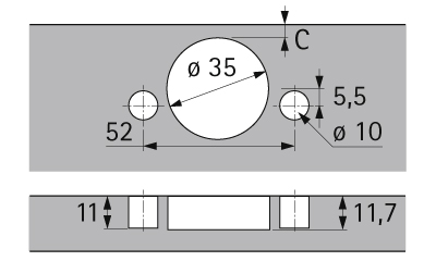 HETTICH Intermat 110° Standardscharnier (Intermat 9943), TH 52 x 5,5 mm, 48055