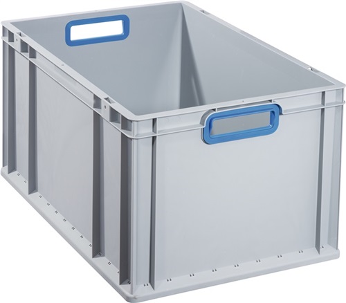 ALLIT Transportstapelbehälter L600xB400xH320mm grau PP offener Griff blau ALLIT Transportstapelbehälter L600xB400xH320mm grau PP offener Griff blau