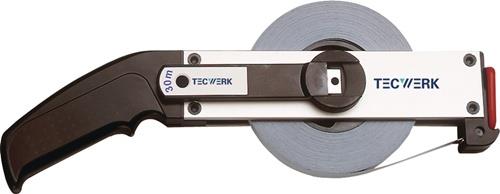 TECWERK Rahmenbandmaß L.30m Bandbr.13mm Acm EG II Alu.weiß Stahlmaßband TECWERK