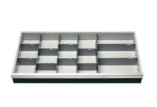 BEDRUNKA+HIRTH Unterteilungsmaterial Front-H.100mm 4 Längs-/10 Querteiler f.Schrank-B.980mm