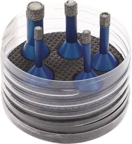 PROMAT Diamant-Fliesenbohrer SET SANITÄR D.6 mm/6 mm/8 mm/10 mm/14mm L.63,5mm 5-tlg.