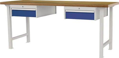 Nordwest Werkbank B2000xT750xH790-1140mm Buche-Multiplex lichtgrau/signalblau 2Schubl.
