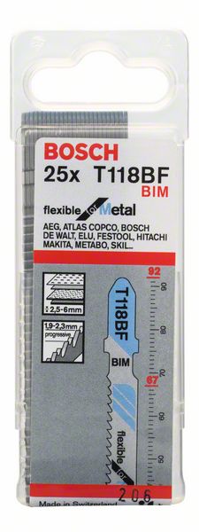 BOSCH Stichsägeblatt T 118 BF Flexible for Metal, 25er-Pack