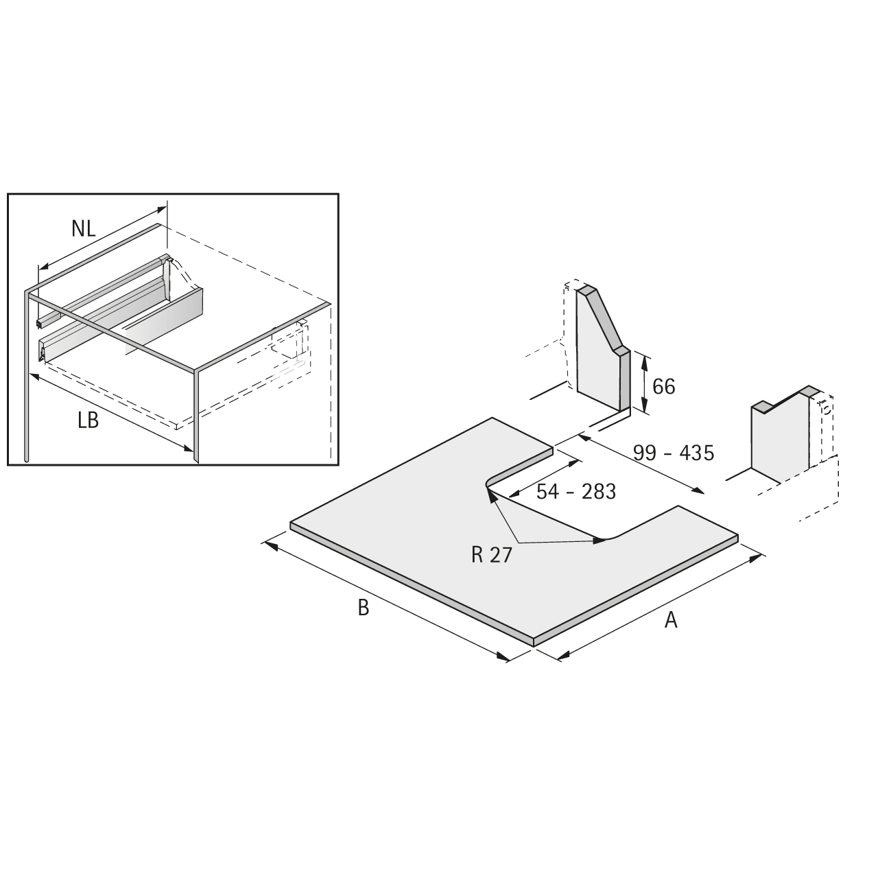 HETTICH Banio Rahmenset, grau, 9153387