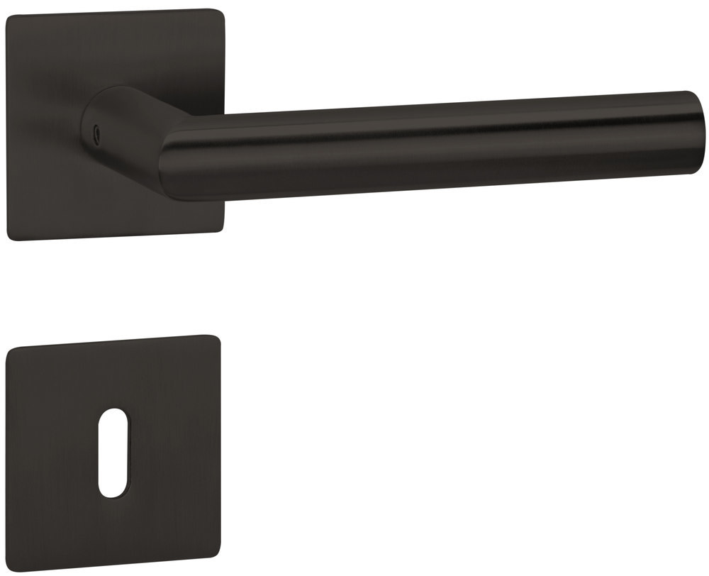 HERMAT Drückergarnitur mit Rosetten BASIC 02 1802/2611.FL, Edelstahl, smoke black