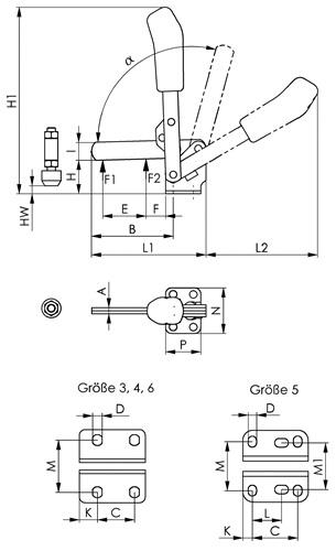 AMF Senkrechtspanner Nr.6804 Gr.6 waagrechter Fuß AMF