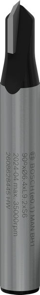 BOSCH V-Nutfräser 6 mm, D1 6,35 mm, L 16 mm, G 48 mm, 90°