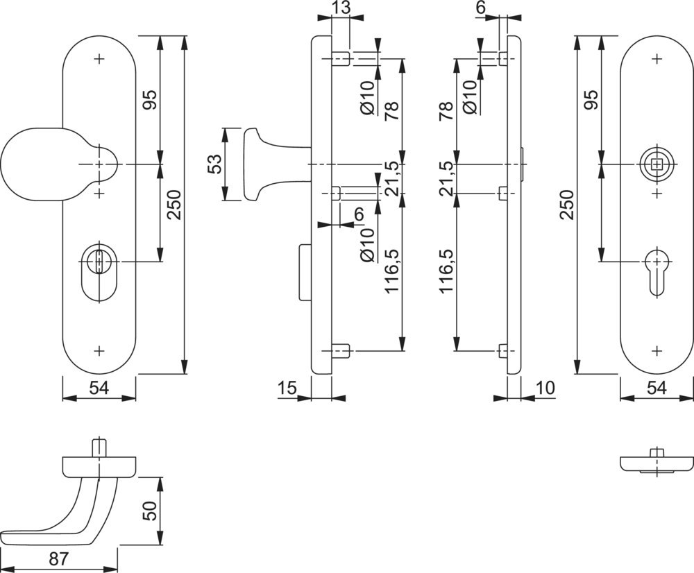 HOPPE® Schutz-Wechselgarnitur mit Langschild 86G/3332ZA/3310, ohne Lochteil, ES1, 8/10/92 mm, Aluminium, 11982482 HOPPE® Schutz-Wechselgarnitur mit Langschild 86G/3332ZA/3310, ohne Lochteil, ES1, 8/10/92 mm, Aluminium, 11982482