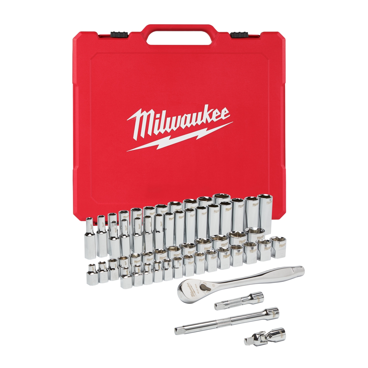 MILWAUKEE 56-teilig Ratschen- und Steckschlüsseleinsatz Set 3/8" imperial & metrisch