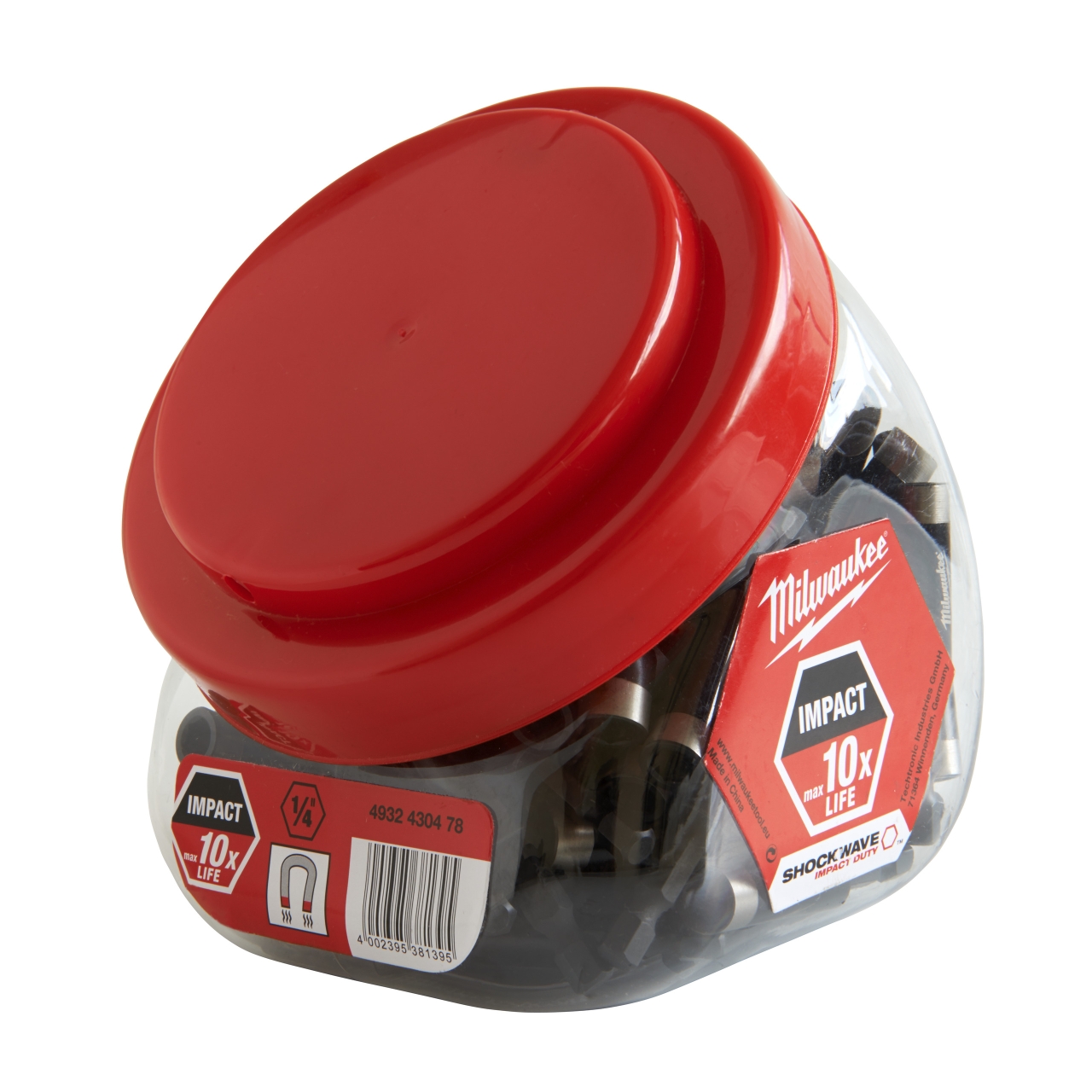 MILWAUKEE 60 mm SHOCKWAVE Magnetbithalter 1/4" Hex Großpack (100 Stk.)