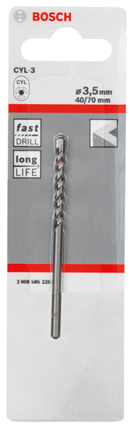 BOSCH Betonbohrer CYL-3, 3,5 x 40 x 70 mm, d 3,3 mm, 1er-Pack