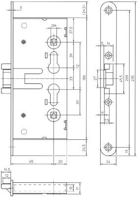 KFV Panik-Einsteckschloss PES EE180-E, Flachstulp, Edelstahl 3232373 KFV Panik-Einsteckschloss PES EE180-E, Flachstulp, Edelstahl 3232373