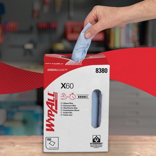 KIMBERLY-CLARK Putztuch WYPALL X 60 8380 L.ca.420 mmxB.ca.245mm blau Krt.