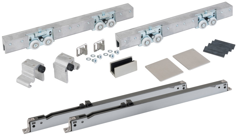 HERMAT Schiebetürbeschlag SAN REMO 9170.GKT/SAFE/120.Ö/GLAS, Aluminium