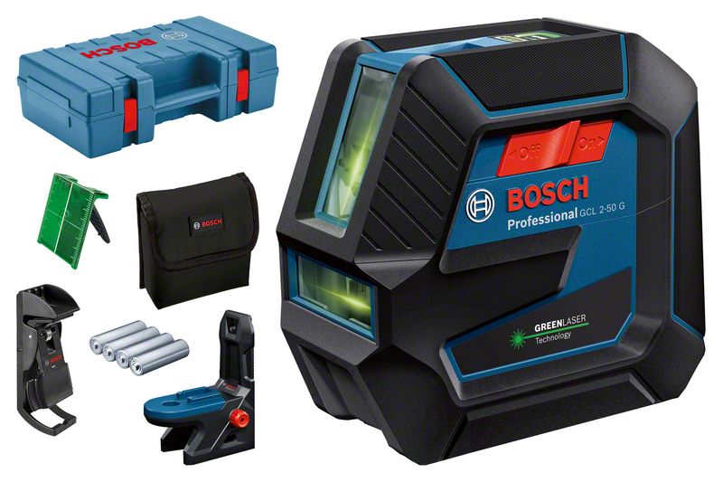 BOSCH Kombilaser GCL 2-50 G mit Deckenklemme und Handwerkerkoffer