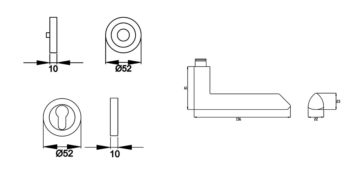 KARCHER DESIGN Drückergarnitur ER55 PZ0 71 - Paris, Profilzylinder, Edelstahl