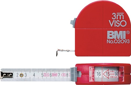 BMI Taschenrollbandmaß VISO L.3m B.16mm mm/mm EG II PA Sichtfenster BMI
