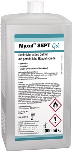 MYXAL Handdesinfektionsgel MYXAL® SEPT GEL 1l parfüm-/farbstofffrei 1000ml Hartflasche