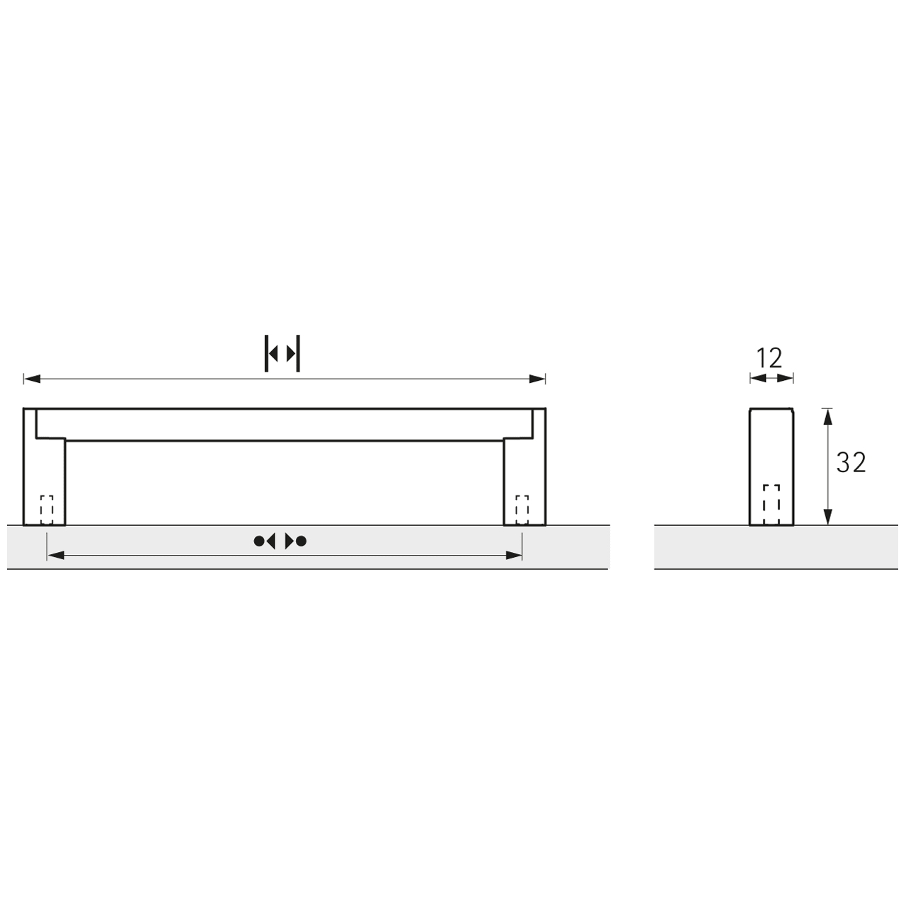 HETTICH Griff Bermeo, •–• 320, L 333 mm, B 12 mm, H 32 mm, Schwarz matt / Edelstahl Optik gebürstet, 9208088