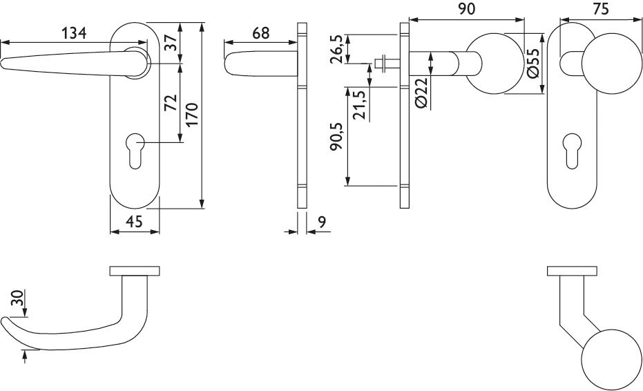 HERMAT FH Wechselgarnitur mit Kurzschild BASIC 06 1806 FS/2006 KU/3126/GK, Edelstahl HERMAT FH Wechselgarnitur mit Kurzschild BASIC 06 1806 FS/2006 KU/3126/GK, Edelstahl