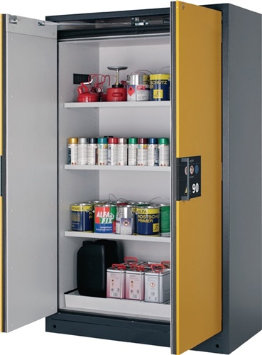 ASECOS Sicherh.-Schrank Typ 90 H1953xB1193xT615mm grau/gelb Vollblechtüren TSA