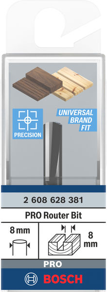 BOSCH Nutfräser Standard for Wood, 8 mm, D1 8 mm, L 20 mm, G 51 mm