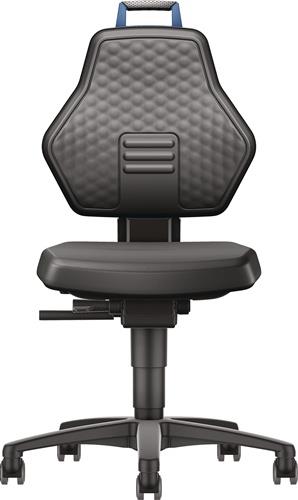 TECWERK Arbeitsdrehstuhl Rl.Kunstleder schwarz Grifffarbe blau 450-600mm TECWERK