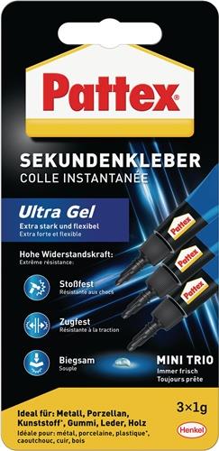 PATTEX Sekundenkleber Ultra Gel MINI-TRIO 3x1g transp.Tube PATTEX