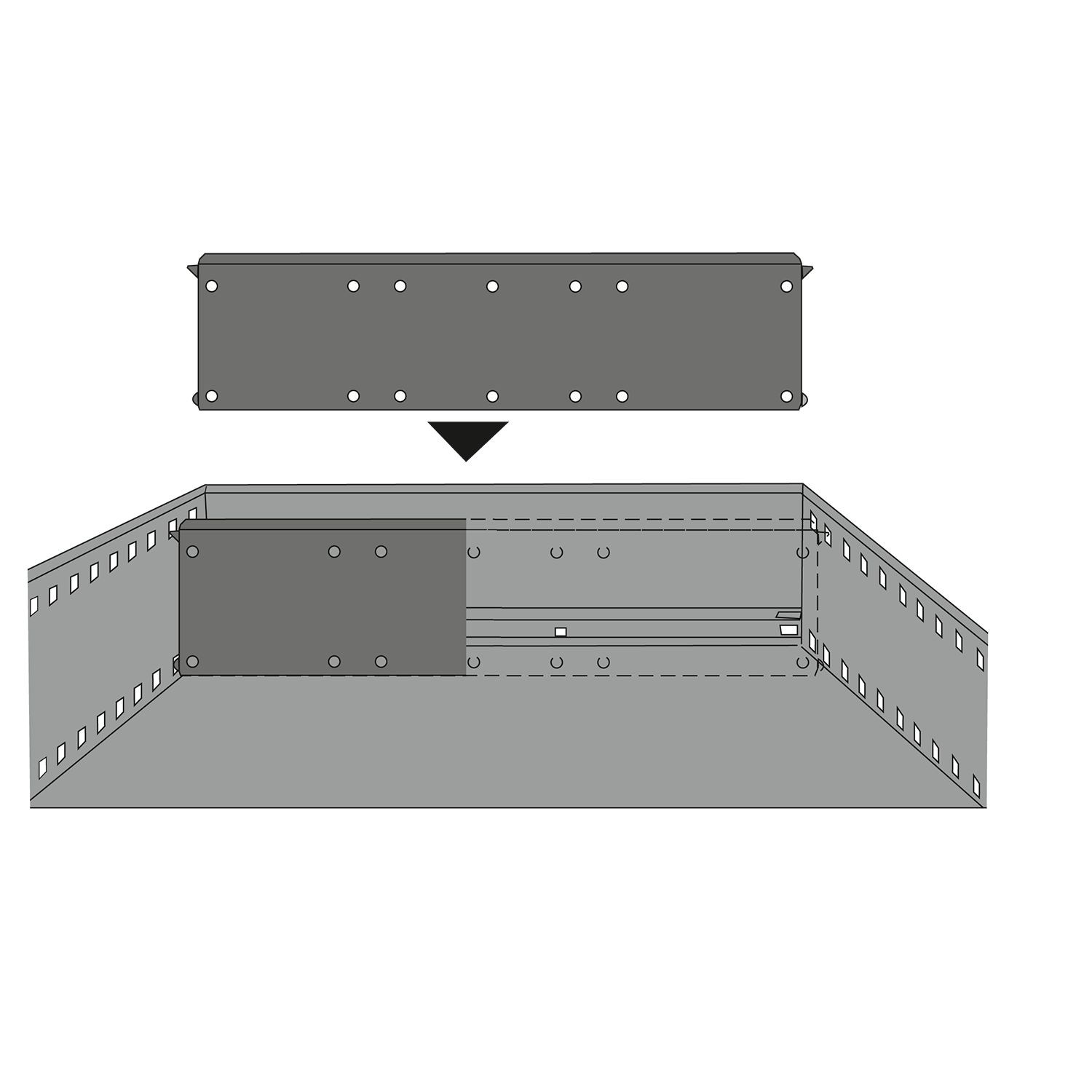 HETTICH Trennwand, 325.5 mm, Kunststoff, schwarz, 9334681