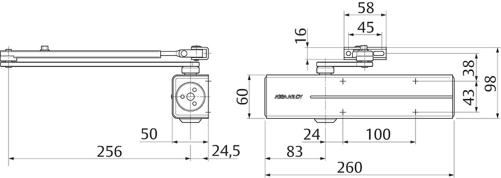 effeff Oben-Türschließer DC300, Aluminium