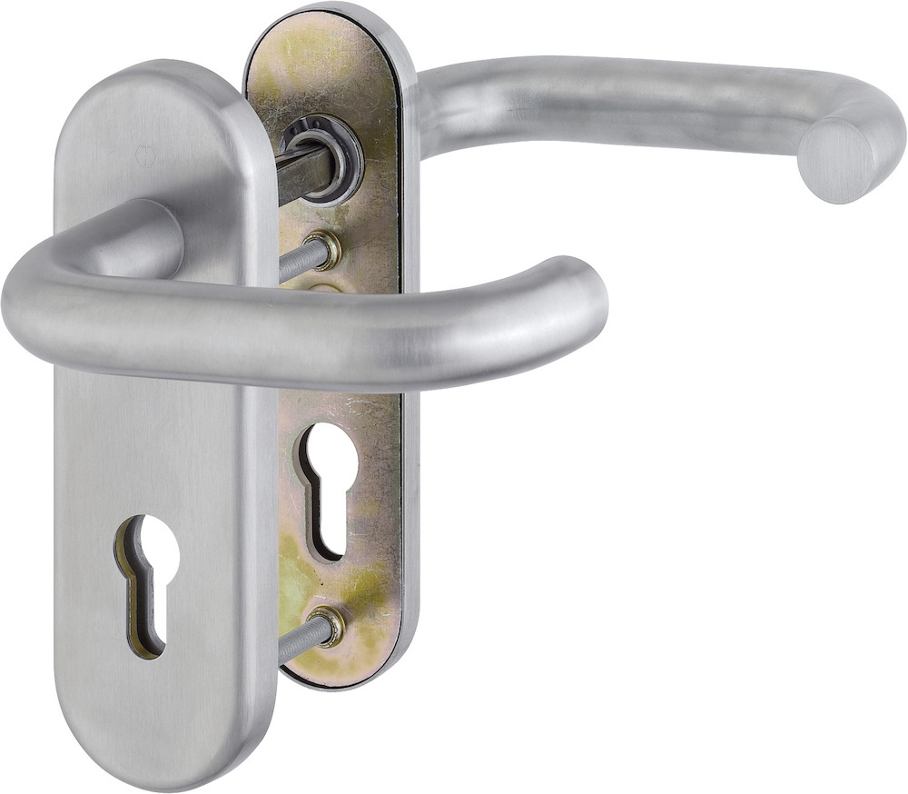 HOPPE® FH Schutz-Drückergarnitur mit Kurzschild Paris FS-E138F/3331K/353K-1, Edelstahl, 1901564