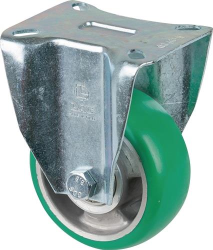 BS ROLLEN Bockrolle D.100mm Trgf.200kg PU Platte L105xB85mm Farbe Rl.grün BS ROLLEN