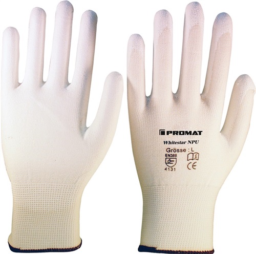 PROMAT Handschuhe Whitestar NPU Gr.9 (XL) weiß EN 388 PSA II Nyl.m.PU PROMAT