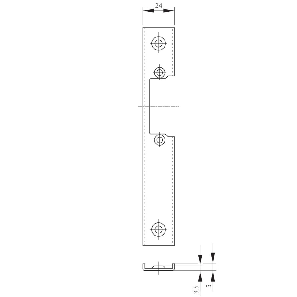 BKS U-Profilschließblech B 9000 für elektrische Türöffner, FA, Edelstahl
