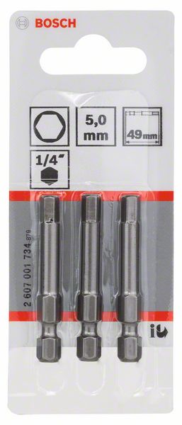 BOSCH Schrauberbit Extra-Hart HEX 5, 49 mm, 3er-Pack