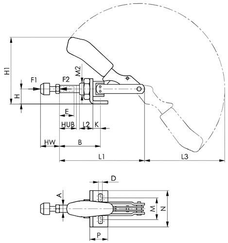 AMF Schubstangenspanner Nr.6841 Gr.0 kl.Winkelfuß AMF